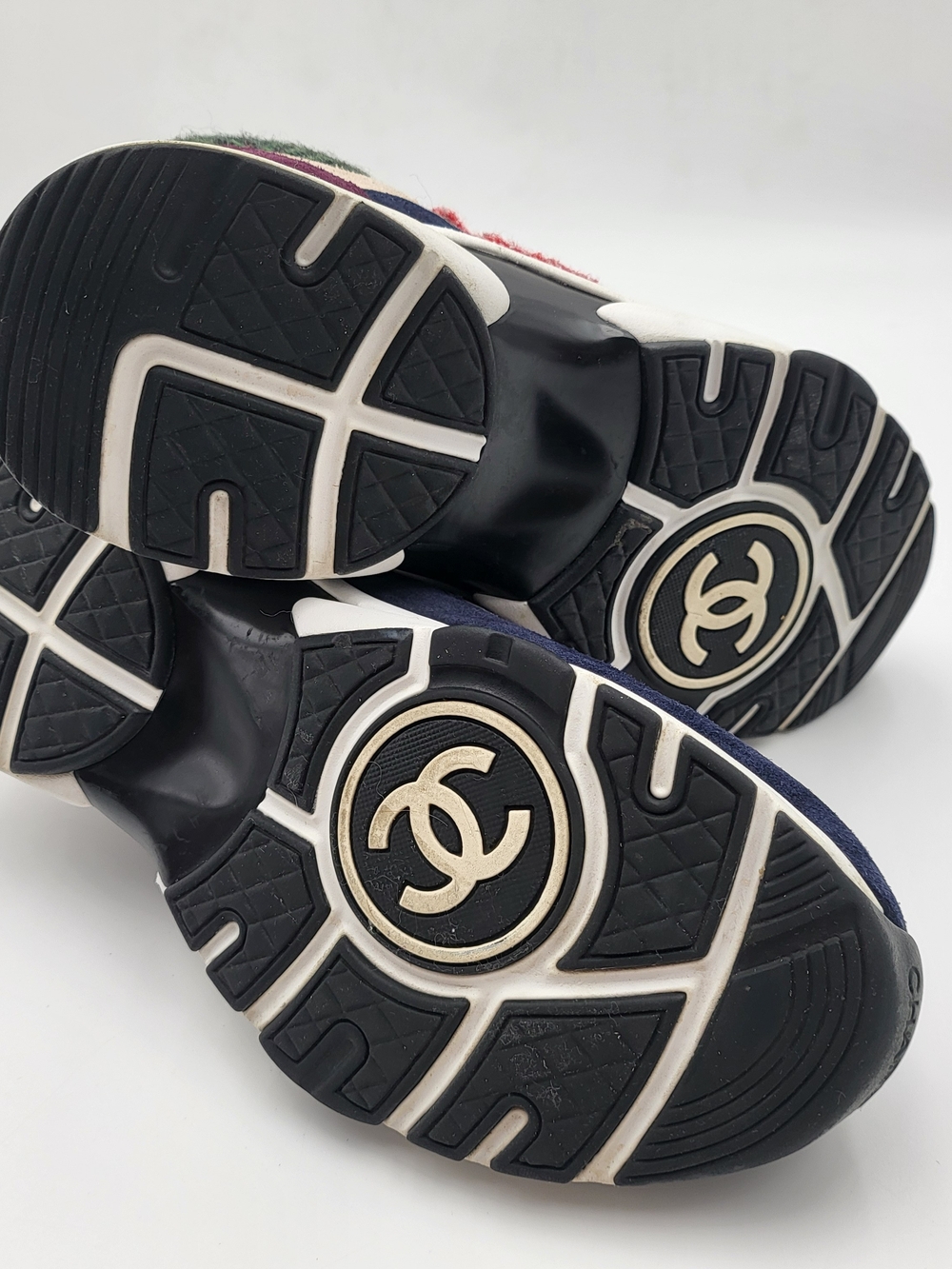 Chanel Multicolored Tweed and Suede CC Low-Top Sneakers, Authentic... - Picture 10 of 14